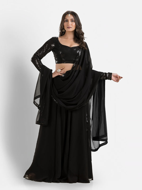Luxe Black Lehenga with Dupatta