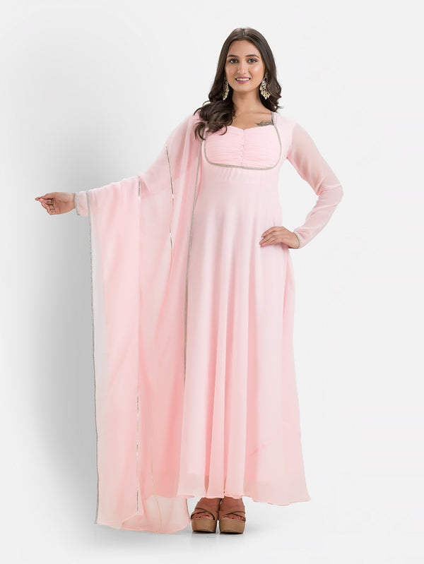 Rose Pink Anarkali with Dupatta